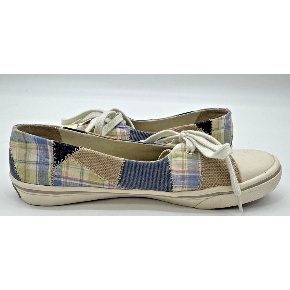 Margaritaville Madras Plaid Patchwork Slip On Sneaker Shoe 10 Preppy Classic